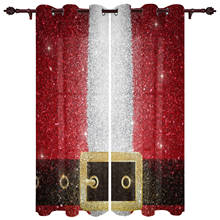 Роскошная занавеска с ремнем Санта Клауса, красная Балконная занавеска для гостиной, спальни, кухни, дома, отеля, кофейни, беседки, Декор 2024 - купить недорого