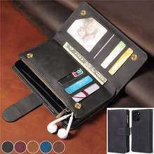 Flip Leather Wallet Phone Case for iPhone 13 12 11 14 Pro Max X XS XR SE 2022 8 7 6 6S Plus Zipper Purse Card Cover Coque Etui 2024 - buy cheap