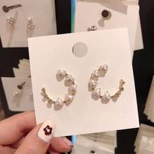 Korean Sweet Heart Shape Simulated Pearl Earrings for Women Girls Gold Color White Pearl Hoop Earrings Statement Jewelry Gift 2024 - buy cheap