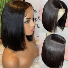 Peruca dianteira do laço reta perucas de cabelo humano para as mulheres negras 150remylace frontal perucas encerramento peruca bob peruca dianteira do laço perucas de cabelo humano 2024 - compre barato