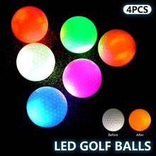 4 pces luminosa light-up bolas de golfe led para piscando material da dureza do treinamento da noite para bolas de golfe de incandescência da prática 2024 - compre barato