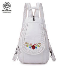 Mochila feminina de couro, mochila escolar florida para viagens de alta qualidade 2024 - compre barato