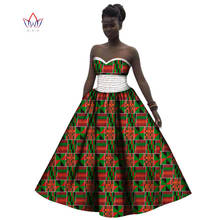 Bintarealwax africano vestidos de impressão de cera para mulheres bazin riche strapless vestido dashiki plus size roupas africanas wy3141 2024 - compre barato