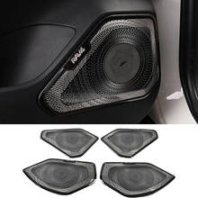 For Toyota RAV4 2019-2021 Steel Car Inner Door Audio Speaker CoverCar Corner Sound Frame Trim Protection Silver & Black 4pcs 2024 - buy cheap