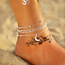IF ME Bohemian Layer Chain Moon браслет с дизайном «солнце» женские браслеты для ног винтажные серебряные регулируемые металлические браслеты для пляжных украшений 2024 - купить недорого