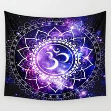 Om mandala roxo azul espaço tapeçarias parede pendurado decoração colcha cobertor cama cortina tapeçaria personalizada 2024 - compre barato