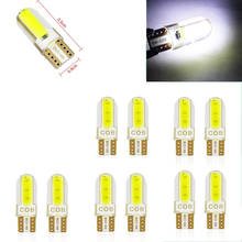 1Pc/10Pcs Silica gel LED COB W5W T10 194 8SMD Wedge clearance light Bulb Auto for License plate reading car door trunk car lamp 2024 - buy cheap