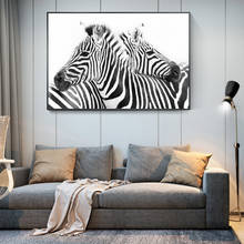 Pinturas en lienzo de animales de línea en blanco y negro, carteles e impresiones de cebra abstracta, imagen artística de pared para decoración del hogar de la sala de estar 2024 - compra barato