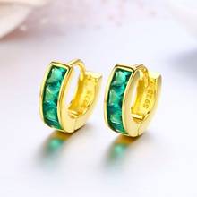 925 Sterling Silver Green Square CZ Circles Small Loops Huggie Hoops Earrings For Women Jewelry Kids Girls Aros Artes Orecchini 2024 - buy cheap