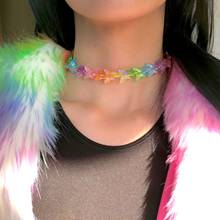 Collar de gargantilla de acrílico transparente para mujer y niña, Gargantilla colorida de mariposa arcoíris, collar de animales geniales Harajuku, joyería de moda 2024 - compra barato