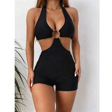 2022 bathing suit Women Swimwear Swimming suit black one piece swimsuit High waisted trousers swimsuit beachwear halter bikinis 2024 - buy cheap