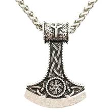 Colar de prata do vintage do vintage do símbolo eslavo da nostalgia perun machado com pingente de kolovrat trinity viking rune algiz escandinavo 2024 - compre barato