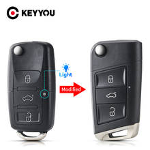 Модифицированный складной чехол KEYYOU для автомобильного ключа-пульта с 3 кнопками для VW Golf 4 5 Passat b5 b6 polo Touran сиденье Jetta Skoda 2024 - купить недорого