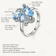 Женское кольцо с бабочкой, из серебра 925 пробы с натуральным швейцарским синим топазом, 3,03ct 2022 - купить недорого