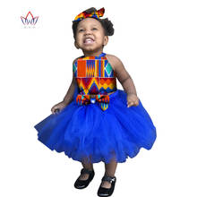 Ropa africana de verano para niños, traje con cuello redondo, estampado tradicional, con falda de encaje, sin mangas, WYT287 2024 - compra barato