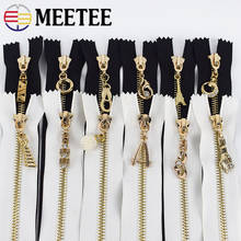 Meetee 5/10pcs 20cm=7.87inch 5# Metal Zipper Golden Tooth Auto Lock Decoration Zip Bag Pocket Close-End Zip Sewing Accessories 2024 - buy cheap