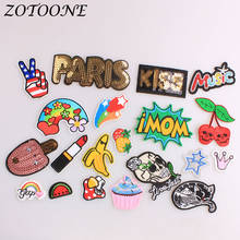 Zotoone patches bordados com lantejoulas para decoração roupas decorativas roupas flores gato punk caveira 2024 - compre barato