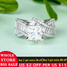LMNZB macizo auténtico anillo de plata 925, anillo de 3.0ct grande y cuadrado CZ Zircon de compromiso anillos de boda regalo de la joyería para las mujeres LR080 2024 - compra barato