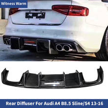 Carbon Fiber Rear Bumper Diffuser Lip Spoiler with Led Lights for Audi A4 B8.5 Sport Sline and S4 Bumper 2013-2015 2024 - buy cheap