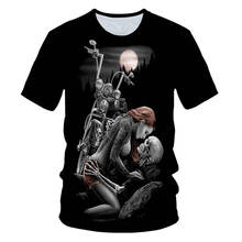 Camiseta con estampado 3D de calavera y Rock para hombre, camisa de manga corta con estampado 3D, estilo Hipster, Punk, de verano 2024 - compra barato