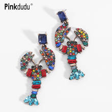 Pinkdudu brincos em forma de lagosta, animais boêmios, declaração, vintage, multicolor, de cristal, joias para mulheres pd115 2024 - compre barato