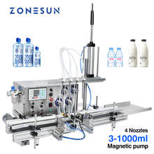 ZONESUN 4 Diving Nozzles Benchtop Automatic Essential Oil Juice Liquid Linear Bottling Filling Machine With Conveyor Belt 2024 - buy cheap