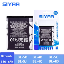 SIYAA BL-5B BL-4B BL-5C BL-5J BL-4C BL-4D Bateria BL BL BL BL 4B 5C 5B 4C BL5J 4D BL para Nokia 5070 5140 5200 2630 Lumia Bateria 2024 - compre barato