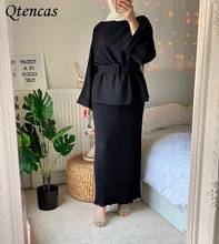 Рамадан комплекты для мусульман платье хиджаб Абая для женщин Дубай шифон Абая ИД Мубарак Исламская одежда костюм, накидка, Восточный халат, халат Musulman ансамбли 2024 - купить недорого