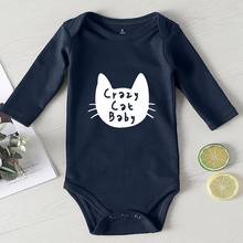 Impressão de roupas de bebê louco gato coisas do bebê da criança macacões da criança menina macacão para o inverno recém-nascido bonito traje algodão 2024 - compre barato