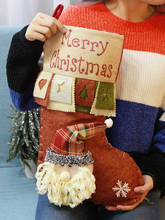 Большой Рождественский Подарочный пакет для детских чулок, рождественские сапоги, Санта-Клаус, снеговик, держатели для рождественских подарков, рождественские мешки для Санта-Клауса 2024 - купить недорого