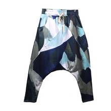 Calça harem virilha grande, calças femininas casuais de algodão virilha solta hip hop 2024 - compre barato