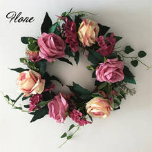 Flone Европейский искусственный венок розы, Шелковый цветок, имитация гирлянды, декор для свадьбы, дома, вечеринки, гостиной, украшения для дверей 2024 - купить недорого