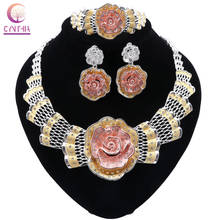 CYNTHIA New Fashion Jewelry Sets Multicolor Bridal Wedding  Crystal Dubai Gold Jewelry Sets for Women Necklace Earrings Set 2024 - buy cheap