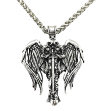 Pingente circular com asas de anjo, colar com proteção de archangel para diabicca pagão talisman joias viking 2024 - compre barato