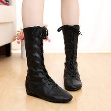 Free Shopping New PU Leather Jazz Boots Long-barreled Belt High Dance Shoes Modern 2024 - buy cheap