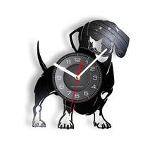 Wirehaired Dachshund Dog Wall Clock Dog Wiener-Dog Vinyl Record Wall Clock Pet Shop Puppy Wall Decor Vintage Clock Breed Gifts 2024 - buy cheap