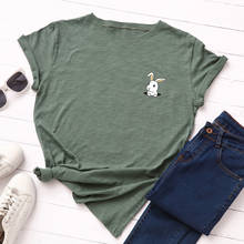 Camiseta estampada para mujer, camisetas de algodón, ropa de calle de gran tamaño, camiseta divertida de manga corta con estampado de conejo 2024 - compra barato