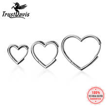 TrustDavis Romantic Real 925 Sterling Silver Geometric Heart Hoop Ear Cuff Clip on Earring For Women Piercing Jewelry DD946 2024 - buy cheap