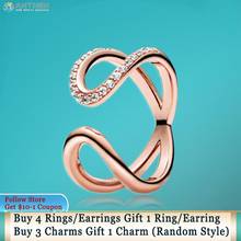 Ahthen 925 Sterling Silver Rings Pink Wrapped Open Infinity Rings 925 Silver Women Rings Ngagement Ring Women Jewelry Girl Rings 2024 - buy cheap