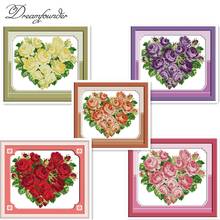 Closer hearts cross stitch kit flower 18ct 14ct 11ct count printed canvas stitching embroidery DIY handmade needlework 2024 - buy cheap