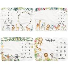 Baby Monthly Record Growth Milestone Blanket Newborn Cute Animal Pattern Photography Props Photo Creative Background 2024 - buy cheap