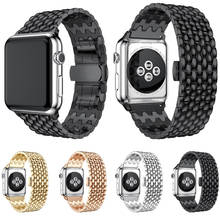 De lujo de acero inoxidable correa de reloj apple watch banda 42mm 38mm 44mm 40mm enlace pulsera reloj de serie 5/4/3/2/1 de metal de la correa de muñeca 2024 - compra barato