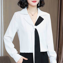 Blusa de manga larga Chifón con para oficina, camisa con cuello en V para mujer, C581, 2021 2024 - compra barato