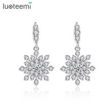 LUOTEEMI Aesthetic Snowflake Cubic Zircons Pendant Dangle Earring for Women Wedding Noble Jewelry for Bridal boucle oreille Girl 2024 - buy cheap