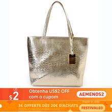 Brand Fashion Casual Women Shoulder Bags Silver Gold Black Crocodile Handbag PU Leather Female Big Tote Bolsas sac a main Mujer 2024 - buy cheap