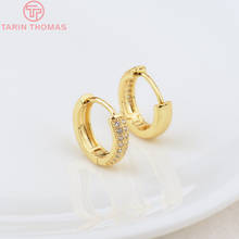 (2072)4PCS 14MM 24K Gold Color Brass with Zircon Round Earrings Hoop High Quality DIY Jewelry Making Findings 2024 - buy cheap