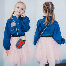Vestido de malla de otoño para niña, ropa de princesa, manga larga, Primavera, vaquero, 2 y 8 años, 2020 2024 - compra barato