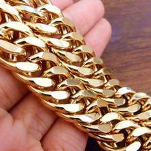 Толстая тяжелая цепь, желтое золото, мужское ожерелье, двойная цепь панцирного плетения 2024 - купить недорого