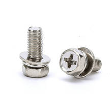 100 Uds M6 M5 Hexagonal Phillips Cross De Perno De Cabeza Hexagonal Tornillo Phillips Plano Arandelas En Espiral Chapados En Níquel L = 10mm 12mm 16mm 20mm 25mm  De Accesorios De Hardware 2024 - compra barato