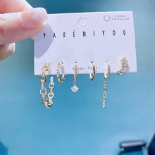 Conjunto de pendientes de gota geométricos de gama alta para mujer, aretes de circonita de cristal de piedra CZ de Color dorado 2024 - compra barato